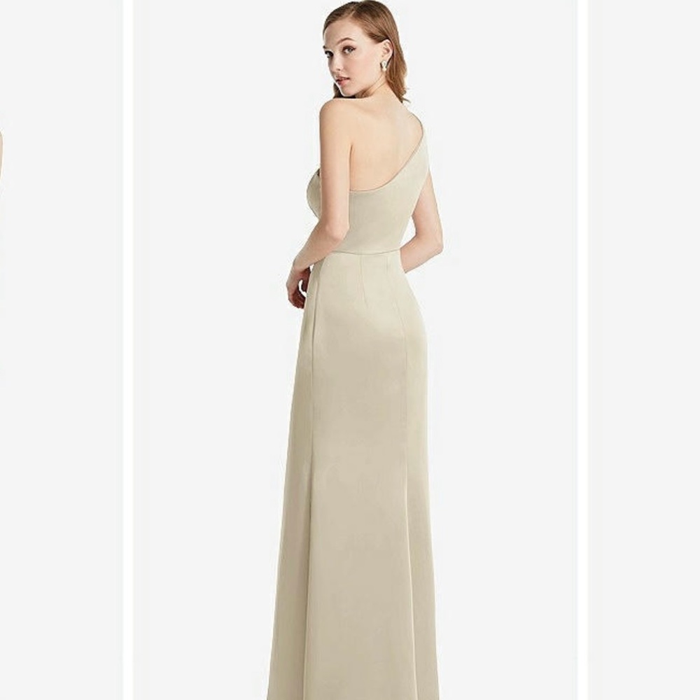 Dessy one shoulder champagne dress